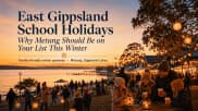Families enjoying a winter evening by the Gippsland Lakes during the school holidays in Metung